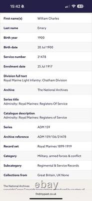 George V Royal Fleet Reserve Long Service Medal EMERY, ROYAL MARINES WW1 SERVICE