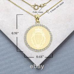 Gold Royal Crowned King Lion Diamond Medallion Pendant Necklace