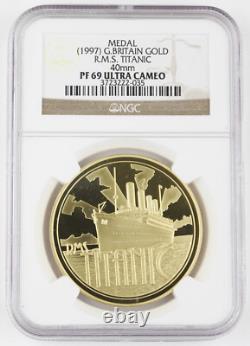 Great Britain 1997 50 Gram Gold Medal RMS Titanic 85th Anniversary NGC PF69 UC