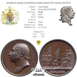 Great Britain, George III, Royal Military Academy Medal 1813, Top Pop, PCGS SP64