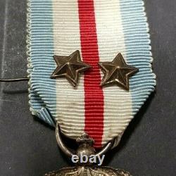 Greece Royal Hellenic Red Cross WW2 Medal by Kelaidis Two Stars on Ribbon