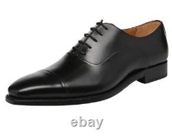 Handmade Men Black Leather Dress Shoes, Men Black Lace up Pointed toe Shoes