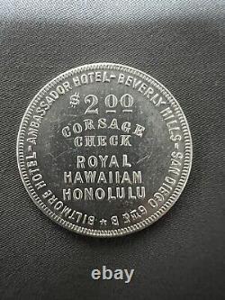 Hawaii Token Rare Royal Hawaiian Honolulu $2.00 Corsage Check