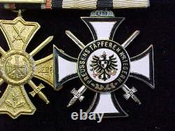 IMPERIAL GERMAN 3 MEDAL BAR With5 BATTLE CLASPS & SWORD DEVICE EXCELLENT