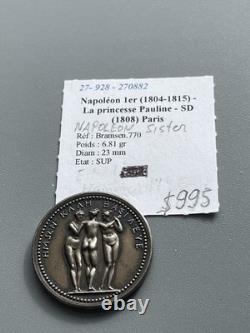 Imperial France Silver Medal 1808 Napoleon Sister Pauline W. 6.81 gram 23 mm