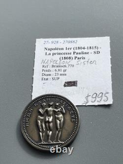 Imperial France Silver Medal 1808 Napoleon Sister Pauline W. 6.81 gram 23 mm