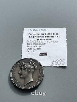 Imperial France Silver Medal 1808 Napoleon Sister Pauline W. 6.81 gram 23 mm