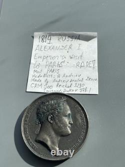 Imperial Russia Big Medal Alexander I of Russia 1914 Paris visit Silvered bronze