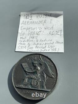 Imperial Russia Big Medal Alexander I of Russia 1914 Paris visit Silvered bronze