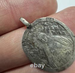 Imperial Russian 84 Silver Icon St Barbara & Archangel Michael Pendant 1.09 g