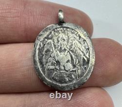 Imperial Russian 84 Silver Icon St Barbara & Archangel Michael Pendant 1.09 g