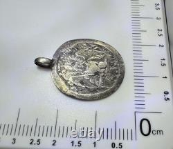 Imperial Russian 84 Silver Icon St Barbara & Archangel Michael Pendant 1.09 g