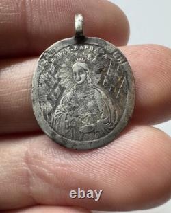 Imperial Russian 84 Silver Icon St Barbara & Archangel Michael Pendant 1.09 g
