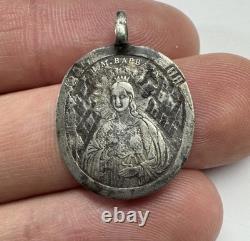 Imperial Russian 84 Silver Icon St Barbara & Archangel Michael Pendant 1.09 g