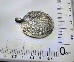 Imperial Russian 84 Silver Icon St Barbara & Archangel Michael Pendant 1.09 g
