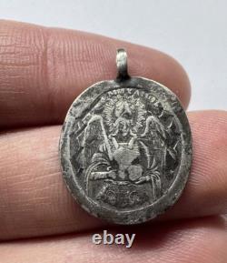 Imperial Russian 84 Silver Icon St Barbara & Archangel Michael Pendant 1.09 g