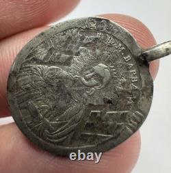 Imperial Russian 84 Silver Icon St Barbara & Archangel Michael Pendant 1.09 g