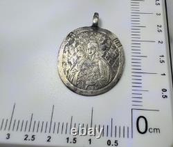 Imperial Russian 84 Silver Icon St Barbara & Archangel Michael Pendant 1.09 g