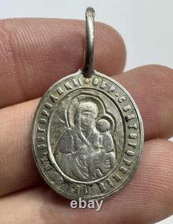 Imperial Russian 84 Silver Icon Svyatogorskaya Bogorod. & St Nikolay Mir. 2.48 g