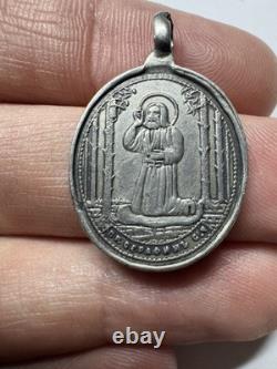 Imperial Russian 84 Silver Pendant Virgin Umilenie & St Seraphim Icon 3.0g