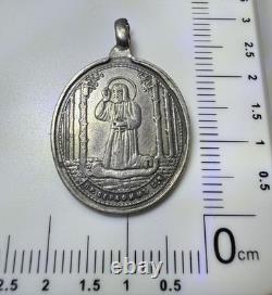 Imperial Russian 84 Silver Pendant Virgin Umilenie & St Seraphim Icon 3.0g