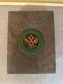 Imperial Russian Style Silver Cross Medal with St. George Double-Headed Eagle Box