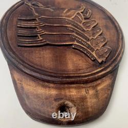 KOREAN IMPERIAL MEDALLION MAPAE 4 HORSES Postal Wall Plaque Wooden Carve Antique