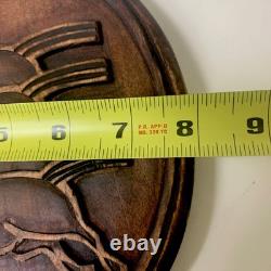 KOREAN IMPERIAL MEDALLION MAPAE 4 HORSES Postal Wall Plaque Wooden Carve Antique