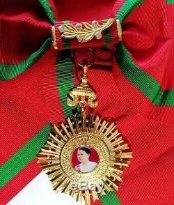 Kingdom Of Cambodia Royal Queen Order Medal Grand Cross Sash White Stone Set