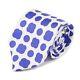 Kiton Napoli 7-Fold White Silk Tie with Royal Purple Medallion Print NWT