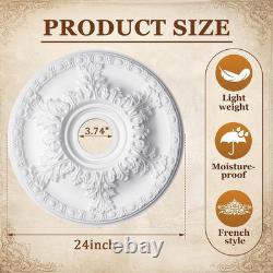 Large 24 Ceiling Medallion for Chandelier & Fan Easy Install, Paintable Base