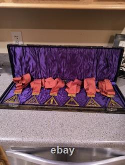 Lot Of 6 Vintage Royal Arch Mason Officer Jewels Medal/Ribbon Set WithWooden Case