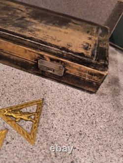 Lot Of 6 Vintage Royal Arch Mason Officer Jewels Medal/Ribbon Set WithWooden Case