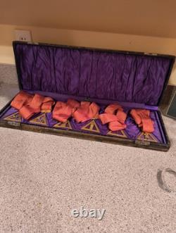 Lot Of 6 Vintage Royal Arch Mason Officer Jewels Medal/Ribbon Set WithWooden Case