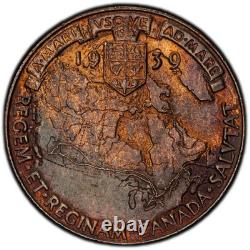 MS65RB 1939 Canada George VI Royal Visit Bronze Medal, PCGS- Toned SOLO TOP POP