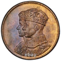 MS65RB 1939 Canada George VI Royal Visit Bronze Medal, PCGS Trueview- Toned