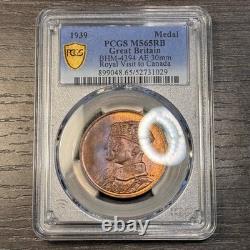 MS65RB 1939 Canada George VI Royal Visit Bronze Medal, PCGS Trueview- Toned