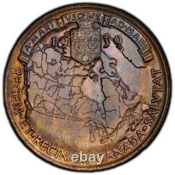 MS65RB 1939 Canada George VI Royal Visit Bronze Medal, PCGS Trueview- Toned