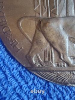 Memorial Plaque WWI (Dead Man's Penny) Bronze Medal Royal Arsenal Woolwich