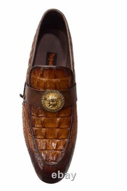 Men's Brown Luxurious crocodile-embossed loafers with Medusa medallions