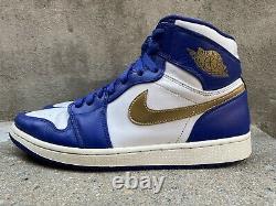 Mens Nike Air Jordan Retro 1 High Gold Medal White/Royal Blue-Gold Size 10