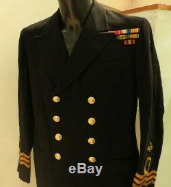Military WW1/2 Royal Navy R. N. V. R Tunic Uniform Naval Commander Medal Bars 5463