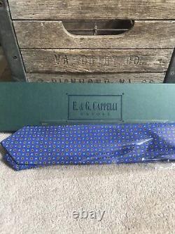 NEW E. & G. CAPPELLI men's tie silk royal blue withmulti medallions 3 1/4 64 XL