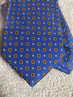 NEW E. & G. CAPPELLI men's tie silk royal blue withmulti medallions 3 1/4 64 XL
