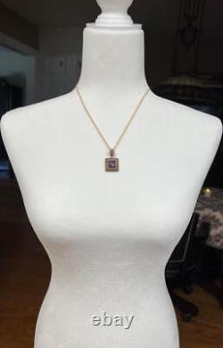 Natural Amethyst & Diamond Necklace Pendant 14K gold on Solid 925 Medallion gp