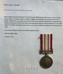 Naval General Service Medal Malaya Royal Marines Commando Wilson Wounded