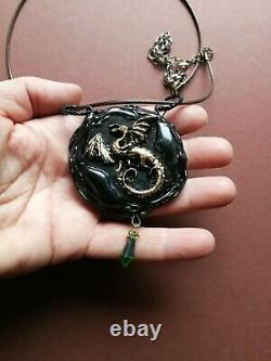 Necklace pendant vintage gothic woman medallion men jewelry satan satanic dragon