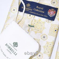 New BORRELLI tie Royal Collection Sevenfold silver gold navy MEDALLION 150497