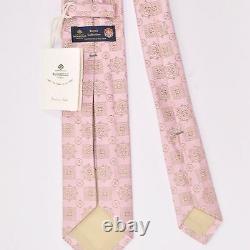 New LUIGI BORRELLI Tie ROYAL COLLECTION Pink Medallion Silk Necktie nwt 160391