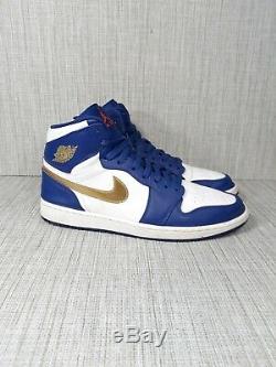 Nike Air Jordan 1 Retro High Gold Medal 332550 406 Deep Royal Blue Gold Size 13